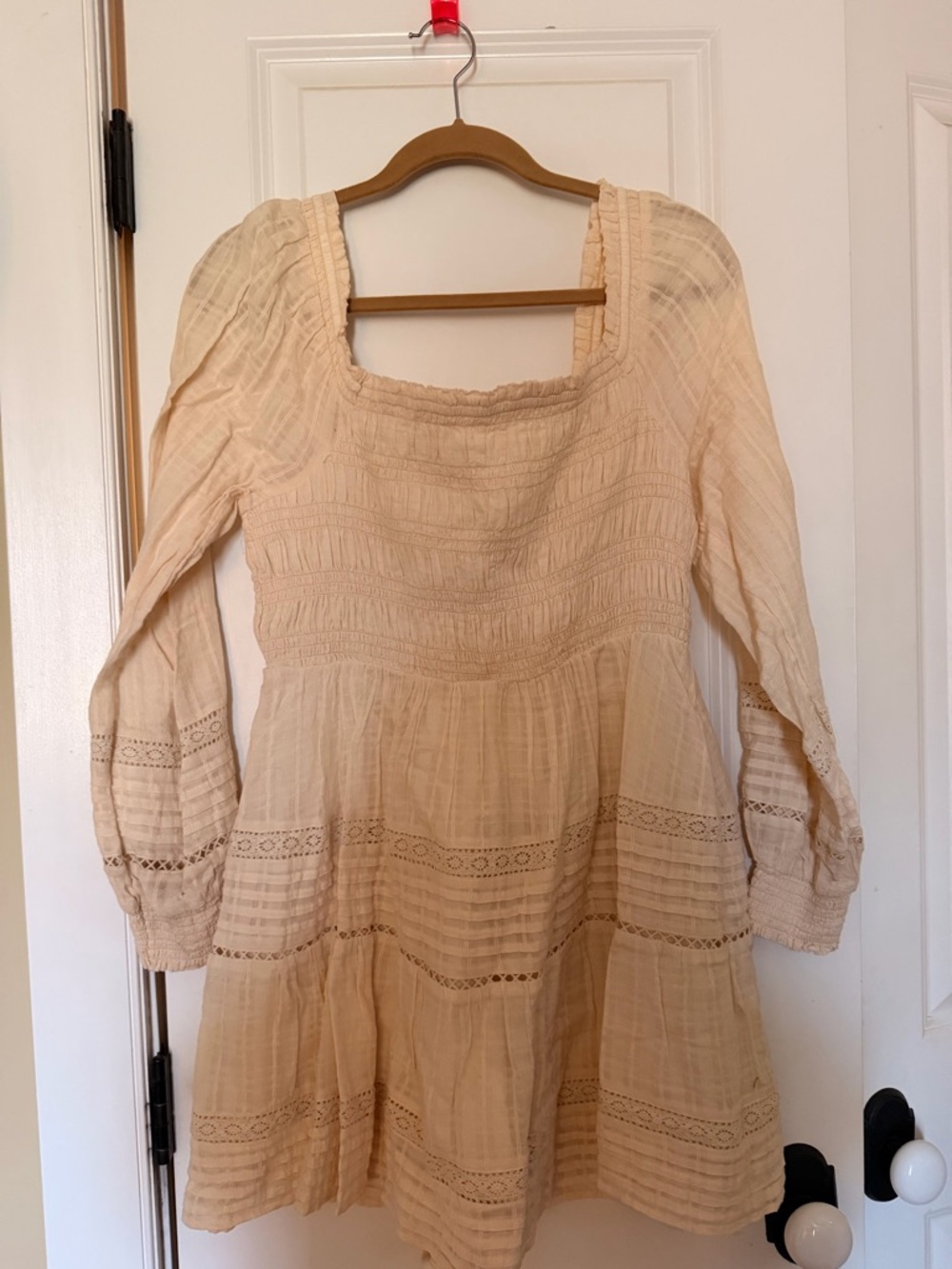 American Eagle Outfitters Soft Cream Smocked Top